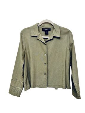Norton Vintage Light Green Petite Button Down Jacket
